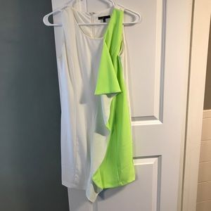 Asymmetrical White & green dress